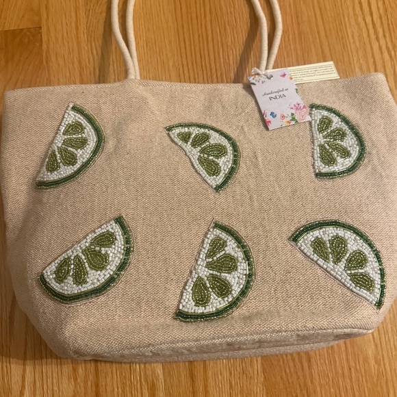 Viral Beaded Lime Slices Tote Bag - Picture 2 of 8